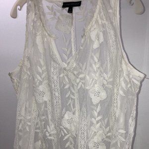 Lane Bryant Lacey Sheer White Top Size 16